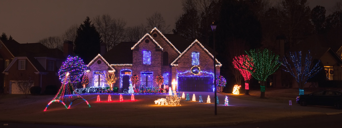 Christmas Light Installation with Decorations
